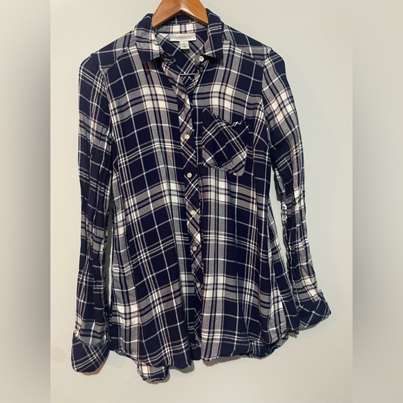 Motherhood plaid button down shirt size Small Color blue/white - Picture 1 of 6